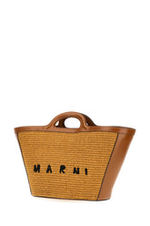 Two-tone raffia and leather small Tropicalia handbag -  | Wise