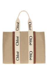 Cappuccino linen large Woody shopping bag -  | Wise