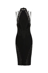 Black stretch viscose blend mini dress -  | Wise