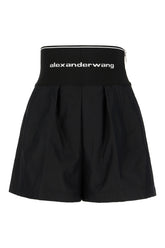 Black cotton blend shorts -  | Wise