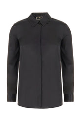 Black stretch silk blouse -  | Wise