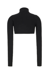 Black stretch viscose blend top -  | Wise