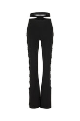 Black stretch viscose blend pants -  | Wise