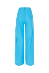 Fluo light blue stretch viscose pants -  | Wise