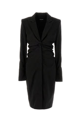 Black stretch cotton blazer dress -  | Wise