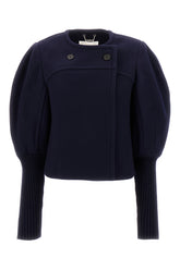 Midnight blue wool blend Boxy coat -  | Wise