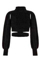 Black stretch wool blend sweater -  | Wise