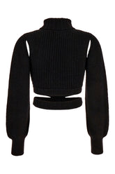 Black stretch wool blend sweater -  | Wise