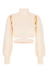 Ivory stretch wool blend sweater -  | Wise