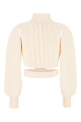 Ivory stretch wool blend sweater -  | Wise