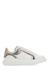 White leather sneakers with platinum leather heel -  | Wise