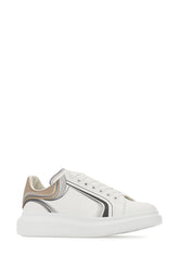 White leather sneakers with platinum leather heel -  | Wise