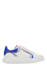 White leather sneakers with blue leather heel -  | Wise