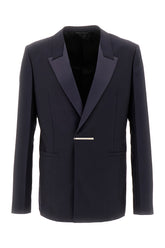 Midnight blue wool blend blazer -  | Wise