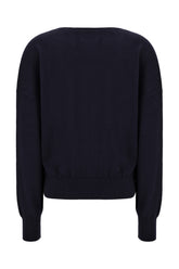 Midnight blue cotton blend sweater -  | Wise