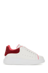 White leather sneakers with tyrian purple suede heel -  | Wise