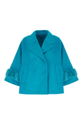 Turquoise wool blend coat -  | Wise