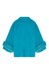 Turquoise wool blend coat -  | Wise