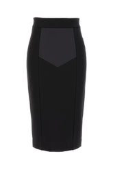 Black stretch viscose blend skirt -  | Wise