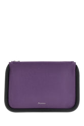 Purple leather large Bumper-Tube clutch -  | Wise