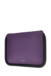 Purple leather large Bumper-Tube clutch -  | Wise