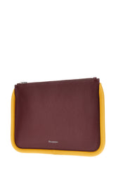 Burgundy leather large Bumper-Tube clutch -  | Wise