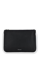 Black leather large Bumper-Tube clutch -  | Wise