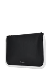 Black leather large Bumper-Tube clutch -  | Wise