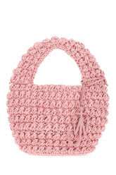 Pink crocheted cotton Popcorn bucket handbag -  | Wise