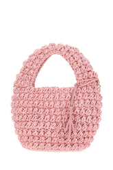 Pink crocheted cotton Popcorn bucket handbag -  | Wise