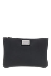 Clutch nera in pelle e nylon -  | Wise