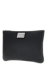 Clutch nera in pelle e nylon -  | Wise