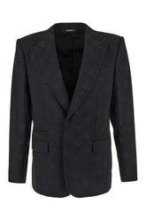 Black stretch wool blend blazer -  | Wise