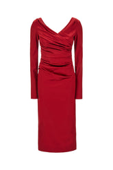 Red stretch acetate blend dress -  | Wise