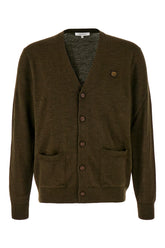 Military green wool cardigan -  | Wise