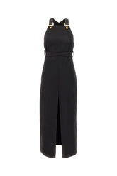 Black stretch wool Dungaree dress -  | Wise