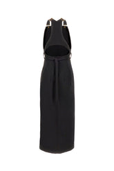 Black stretch wool Dungaree dress -  | Wise