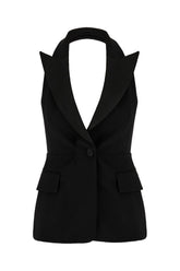 Gilet in lana stretch nera -  | Wise