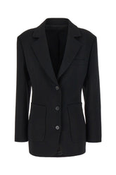 Black stretch wool blend blazer -  | Wise