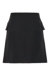 Black stretch wool blend mini skirt -  | Wise