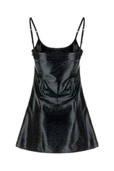 Black stretch vinyl mini dress -  | Wise