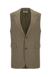 Dove grey wool oversize long vest -  | Wise