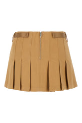 Beige stretch cotton mini skirt -  | Wise