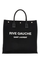 Black linen Rive Gauche North/South shopping bag -  | Wise