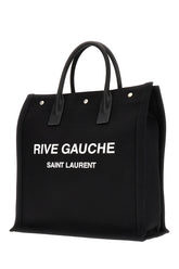 Black linen Rive Gauche North/South shopping bag -  | Wise