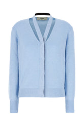 Pastel light blue stretch wool blend cardigan -  | Wise