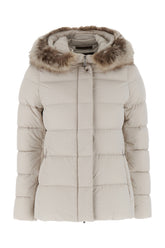 Light grey nylon blend down jacket -  | Wise