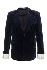 Midnight blue velvet blazer -  | Wise