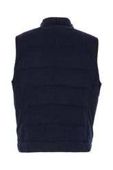 Navy blue wool blend sleeveless down jacket -  | Wise