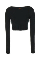 Black stretch acrylic blend cardigan -  | Wise